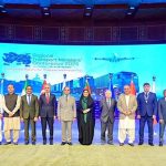 Prime Minister Muhammad Shehbaz Sharif in a group photo with world leaders at the Regional Transport Ministers' Conference