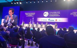 Federal Minister for Petroleum Ali Pervaiz Malik addressing plenary session of St Petersburg International Gas forum 2025