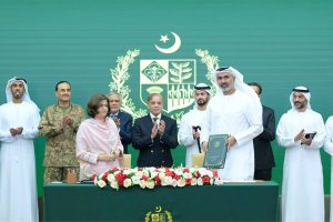Prime Minister Muhammad Shehbaz Sharif, Federal Ministers and Field Marshal Syed Asim Munir Chief of Army Staff witnessing the signing ceremony of the agreement regarding privatization of First Women Bank