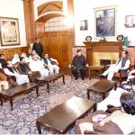Acting President Syed Yousuf Raza Gilani in a meeting with former PPPP MNAs and MPAs at the Governor House.