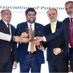 Governor Sindh Kamran Khan Tessori receives shield from REAP Leaders during the awards ceremony of the Rice Exporters Association of Pakistan (REAP) at local hotel