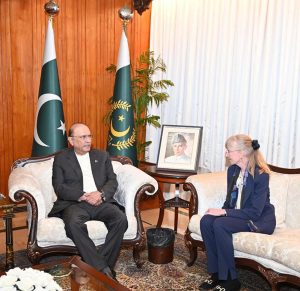 Ambassador of the Federal Republic of Germany to Pakistan, Ms. Ina Lepel, calls on President Asif Ali Zardari at Aiwan-e-Sadr