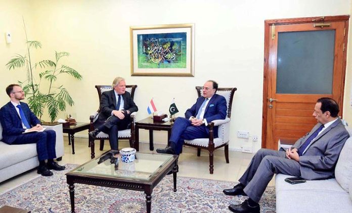 The new Ambassador of the Kingdom of the Netherlands to Pakistan, Mr. Robert-Jan Siegert, calls on Federal Minister for Finance and Revenue, Senator Muhammad Aurangzeb, at the Finance Division