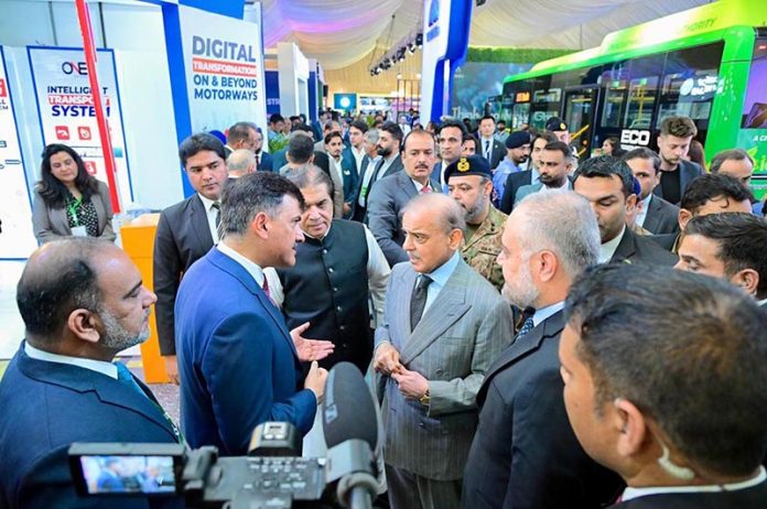 Prime Minister Muhammad Shehbaz Sharif visits the exhibition at the Regional Transport Ministers' Conference