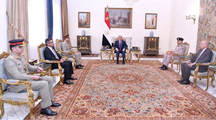 Field Marshal Syed Asim Munir, NI (M), HJ, Chief of Army Staff (COAS), calls on His Excellency Abdel Fattah el‑Sisi, President of the Arab Republic of Egypt, at the Al-Ittihadiya Presidential Palace