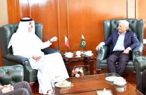 Federal Minister for National Food Security and Research Rana Tanveer Hussain meeting with the Ambassador of Qatar to Pakistan, Ali bin Mubarak Al Khater