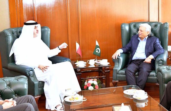 Federal Minister for National Food Security and Research Rana Tanveer Hussain meeting with the Ambassador of Qatar to Pakistan, Ali bin Mubarak Al Khater Federal Minister for National Food Security and Research Rana Tanveer Hussain meeting with the Ambassador of Qatar to Pakistan, Ali bin Mubarak Al Khater