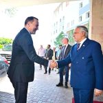 Deputy Prime Minister and Foreign Minister Senator Mohammad Ishaq Dar receives the Deputy Prime Minister and Foreign Minister of Poland, Radosław Sikorski, at the Ministry of Foreign Affairs