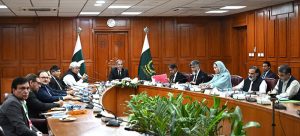 Hon'ble Mr. Justice Muhammad Shafi Siddiqui, Judge, Supreme Court of Pakistan, chairing the meeting of the Sub-Committee to address protracted litigation and injunctive orders in Commercial, Revenue, and Fiscal cases, at the Supreme Court of Pakistan.