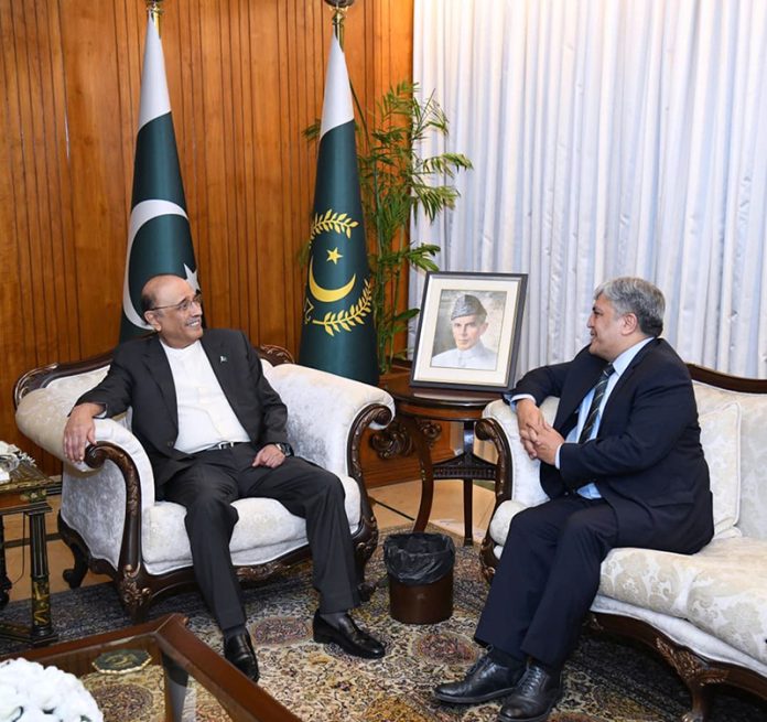 Ambassador-designate of Pakistan to the United Arab Emirates, Shafqat Ali Khan, calls on President Asif Ali Zardari at Aiwan-e-Sadr