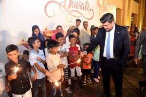 Governor Sindh, Kamran Khan Tessori, addressing the participants during the Hindu community’s Diwali festival celebrations at Governor House.