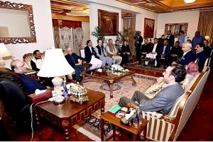 Leaders of AJK PPP call on President Asif Ali Zardari to discuss issues related to AJK governance and the role of the party. The meeting is being attended by party Chairman Bilawal Bhutto Zardari, PPP women wing President Faryal Talpur and other senior leaders