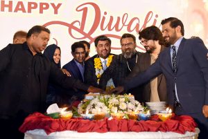 Governor Sindh, Kamran Khan Tessori, addressing the participants during the Hindu community’s Diwali festival celebrations at Governor House.