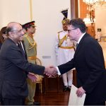 High Commissioner-designate of New Zealand, Mr. David Pine, presenting his credentials to President Asif Ali Zardari at Aiwan-e-Sadr