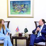 British High Commissioner to Pakistan, Ms. Jane Marriott CMG OBE, calls on Federal Minister for Finance and Revenue, Senator Muhammad Aurangzeb, at the Finance Division