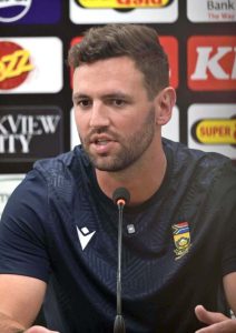 Pakistan’s T20 cricket team captain, Salman Ali Agha, addressing a press conference ahead of the first T20 match between Pakistan and South Africa at Pindi Cricket Stadium.