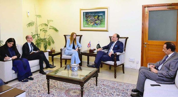 British High Commissioner to Pakistan, Ms. Jane Marriott CMG OBE, calls on Federal Minister for Finance and Revenue, Senator Muhammad Aurangzeb, at the Finance Division