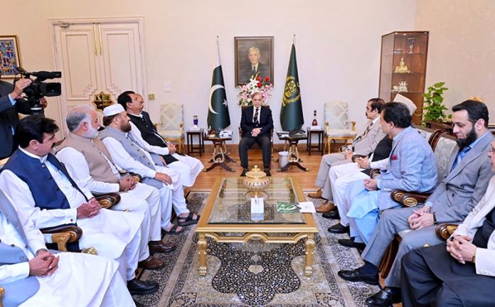 A delegation of Parliamentarians and Political leaders from Khyber Pakhtunkhwa call on Prime Minister Muhammad Shehbaz Sharif