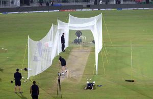 Pakistan’s players participating in a practice session ahead of the first T20 cricket match between Pakistan and South Africa at Pindi Cricket Stadium.