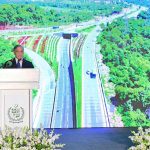 Prime Minister Muhammad Shehbaz Sharif addresses the ground breaking ceremony of Shaheen Chowk Interchange