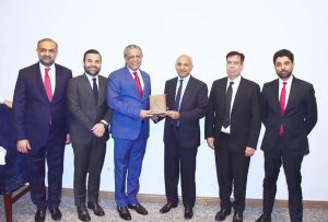 Federal Minister for Law and Justice, Senator Azam Nazeer Tarar and Minister of State Barrister Aqeel Malik in a meeting with Justice Muhammad Ahsan of the Supreme Court of Denmark.