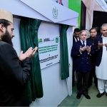 Prime Minister Muhammad Shehbaz Sharif unveils the ground breaking plaque of Shaheen Chowk Interchange