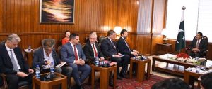 Speaker National Assembly Sardar Ayaz Sadiq in a meeting with Parliamentary delegation of European Parliamentary Committee on Development led by Ambassador of European Delegation Mr. Raimundas karoblis at Parliament House.