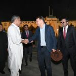 Federal Interior Minister Mohsin Naqvi sees off Poland’s Deputy Prime Minister and Foreign Minister Radosław Sikorski at the airport upon his departure