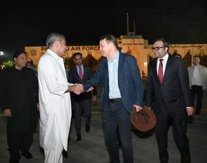 Federal Interior Minister Mohsin Naqvi sees off Poland’s Deputy Prime Minister and Foreign Minister Radosław Sikorski at the airport upon his departure