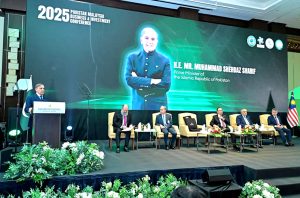 Prime Minister of Pakistan Muhammad Shehbaz Sharif addresses Pakistan-Malaysia Business and Investment Conference.