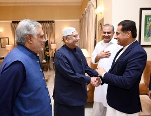 President Zardari discusses national, global issues with DPM/FM, NA Speaker