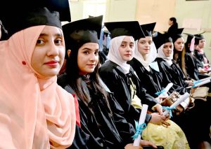 Graduates pose for photo after getting degree certificates at the 7th convocation 2025 Islamabad Model College for Girls F-6/2