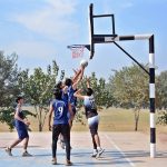 A view of basketball match played between Central College Multan and Punjab College Multan teams during Intercollegiate Basketball Tournament 2025-26 at BISE Ground.