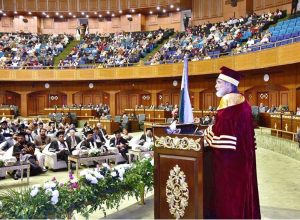 Federal Minister for Science and Technology Khalid Hussain Magsi attending the Convocation of COMSATS University Wah Campus as Chief Guest