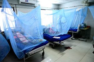 Dengue patients receiving treatment in the dengue ward at Civil Hospital as the city faces a sharp rise in dengue cases amid an alarming surge in infections