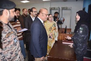 Shahid Hussain Jilani, Advisor-in-Charge at the Regional Office of the Federal Ombudsman Secretariat, visits Faisalabad International Airport for an inspection.