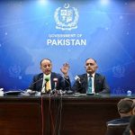 Federal Minister for Climate Change and Environmental Coordination, Senator Musadik Masood Malik and Chairman National Disaster Management Authority (NDMA) Lieutenant General Inam Haider Malik addressing a press conferences at PID Media Center