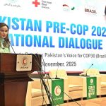 Senator Sherry Rehman addressing at Pakistan Pre-COP 2025 National Dialogue from policy to practice Pakistan’s Voice for COP30 (Brazil)