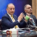 Federal Minister for Climate Change and Environmental Coordination, Senator Musadik Masood Malik and Chairman National Disaster Management Authority (NDMA) Lieutenant General Inam Haider Malik addressing a press conferences at PID Media Center