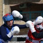 Players in action during the 4th HEC All Pakistan Intervarsity Women Boxing Championship 2025–26 at The University of Faisalabad (TUF)