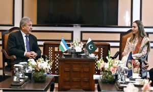 Advisor to the Chairman Senate and Ambassador to the Inter-Parliamentary Speakers Conference (ISC), Ms. Misbah Khar, meets Mr. Alisher Tukhtaev, Ambassador of the Republic of Uzbekistan, during the Inter-Parliamentary Speakers Conference in the Federal Capital.