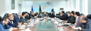 Federal Minister for Communications Abdul Aleem Khan is being briefed regarding periodic works, routine maintenance and financial liabilities by the members from NHA at Ministry of Communications .