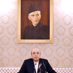 President Asif Ali Zardari addressing delegates at a dinner hosted in honour of participants of the Inter-Parliamentary Speakers Conference at Aiwan-e-Sadr