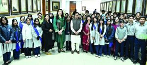 Speaker National Assembly Sardar Ayaz Sadiq in a group photo with Students and Faculty Members from Beaconhouse School System Wah Cantt at Parliament House.