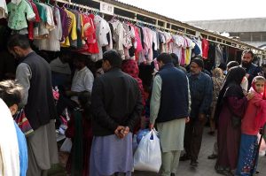 A vendor selling fresh vegatables at weekly Sunday bazar Aabpara in the Federal Capital