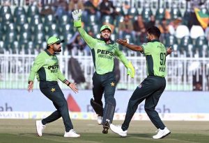 Sri Lanka batter Pathum Nissanka plays a shot during the 3rd One Day International cricket match between Pakistan and Sri Lanka at Rawalpindi Cricket Stadium.