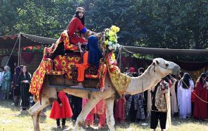 Students of Islamabad Model College for Girls G-10/4 enjoying camel ride during Annual Funfair at IMCG (PG) G-10/4.