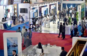 Visitors taking keen interest while visiting different stalls during Pakistan International Maritime Expo & Conference PIMEC-2025 at Expo Center.