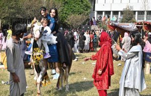 Students of Islamabad Model College for Girls G-10/4 enjoying camel ride during Annual Funfair at IMCG (PG) G-10/4.