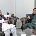 Federal Minister for National Heritage & Culture Aurangzeb Khan Khichi meeting with Managing Director Associated Press of Pakistan (APP) Muhammad Asim Khichi during his visit at APP Headquarters.